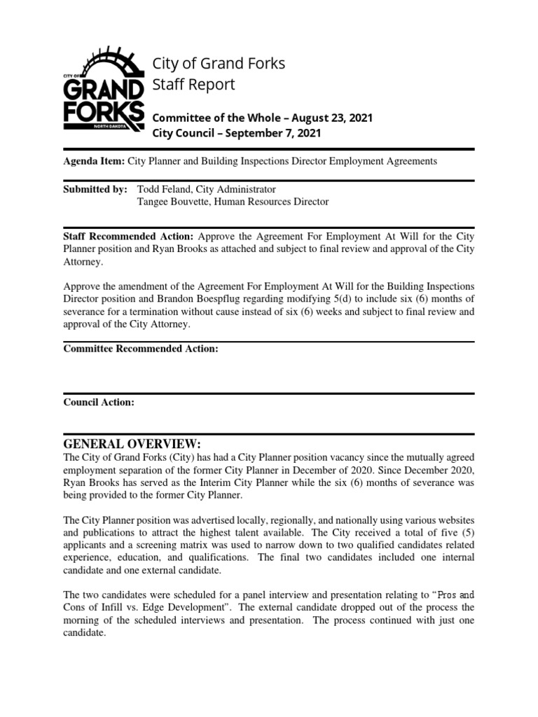 Aug. 23 Grand Forks City Planner Employment Agreement PDF