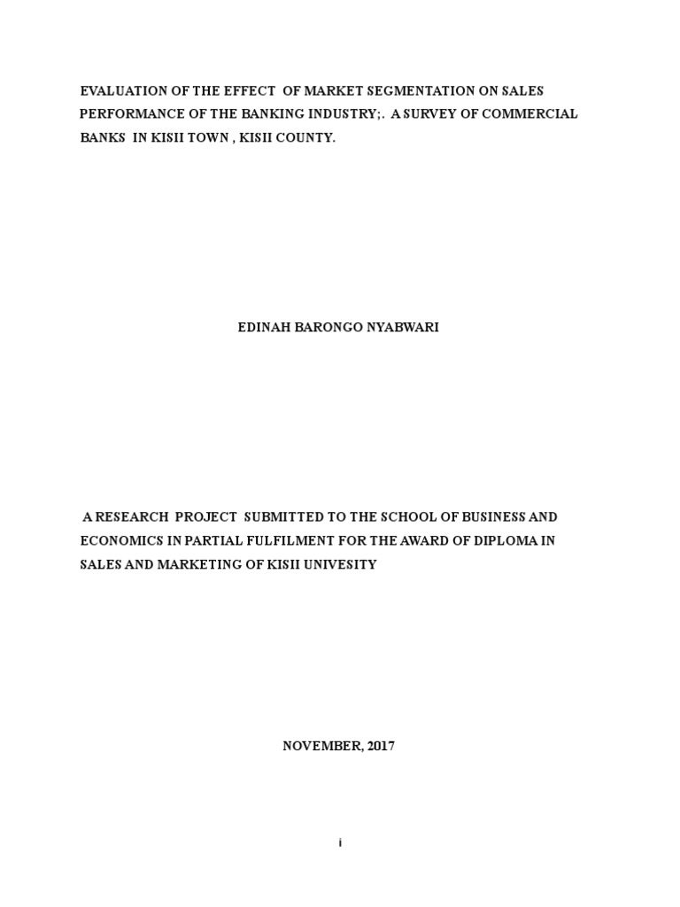 Chapter One Report Final Market Segmentation | PDF | Market ...
