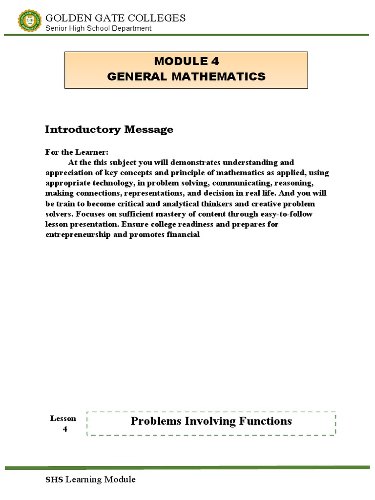 G11-M4-GEN MATH (New) | PDF | Learning | Critical Thinking