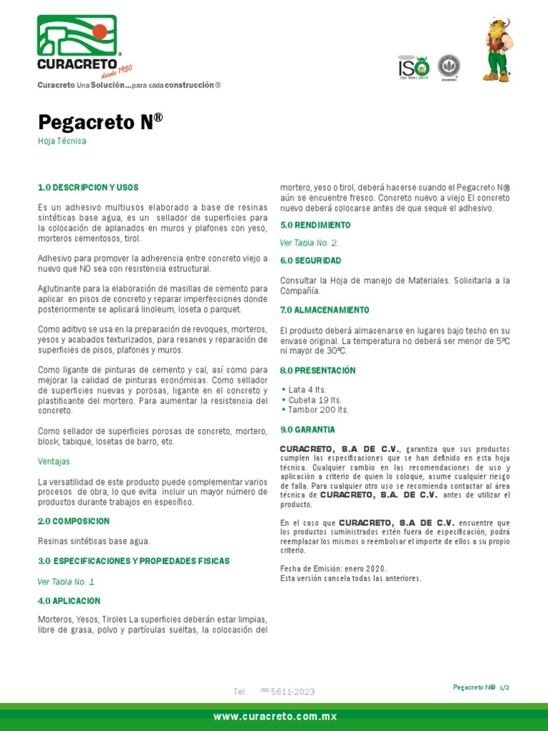 Pegacreto N | PDF | Hormigón | Construyendo tecnología