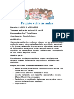 Projeto Volta Às Aulas Educação Infantil