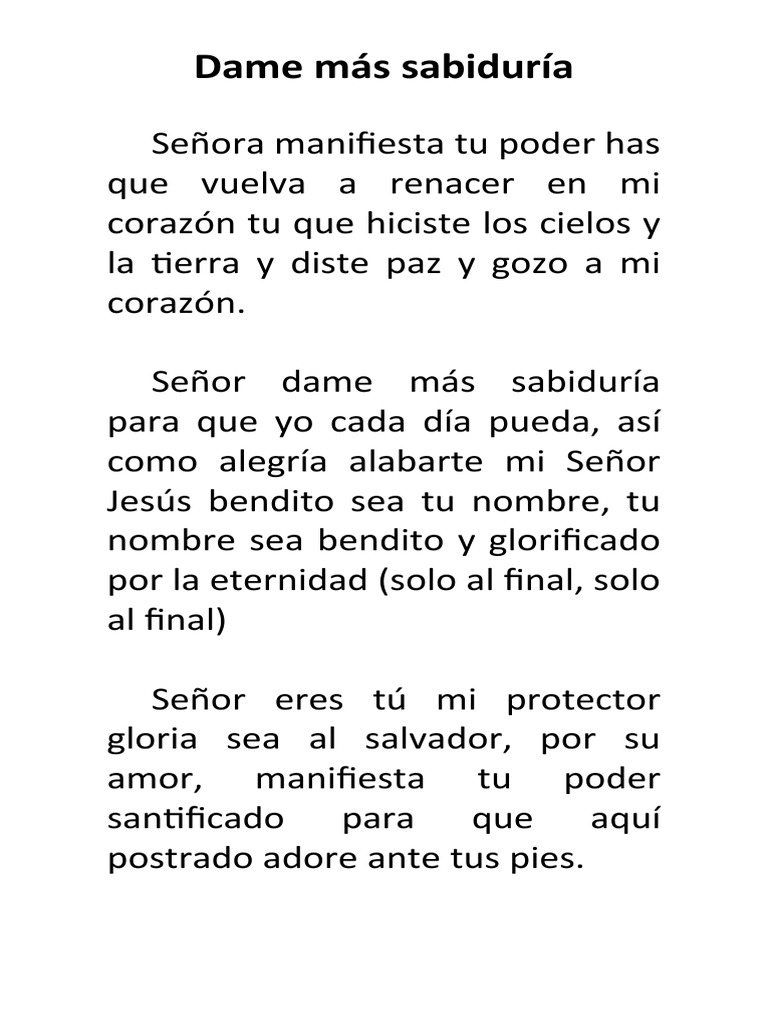 Señor, dame más sabiduría | PDF | Pecado | Comportamiento religioso y ...