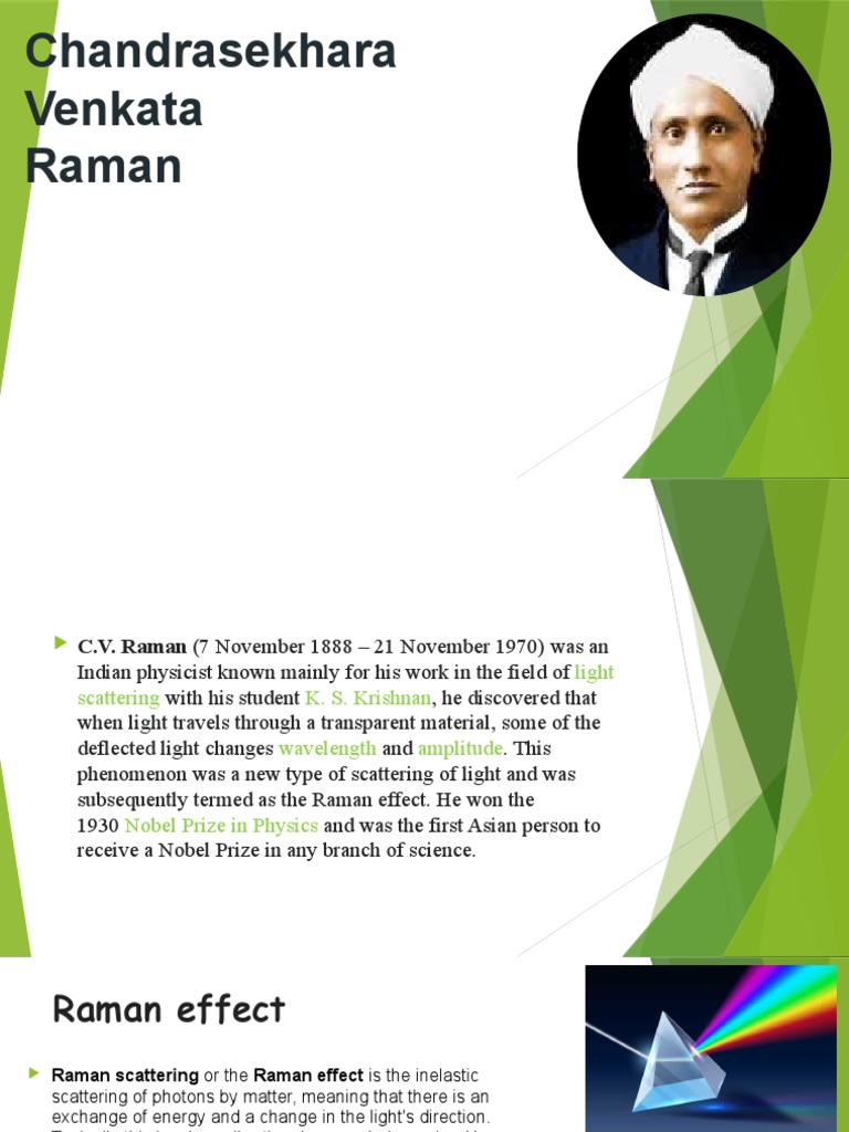 C.V. Raman and the Raman Effect Explained | PDF
