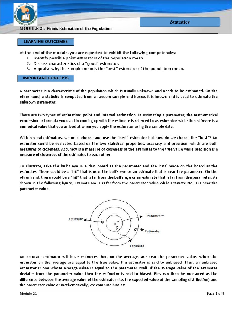 Point Estimation in Statistics | PDF | Estimator | Bias Of An Estimator