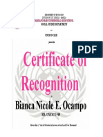 Certificate of Recognition: Bianca Nicole E. Ocampo