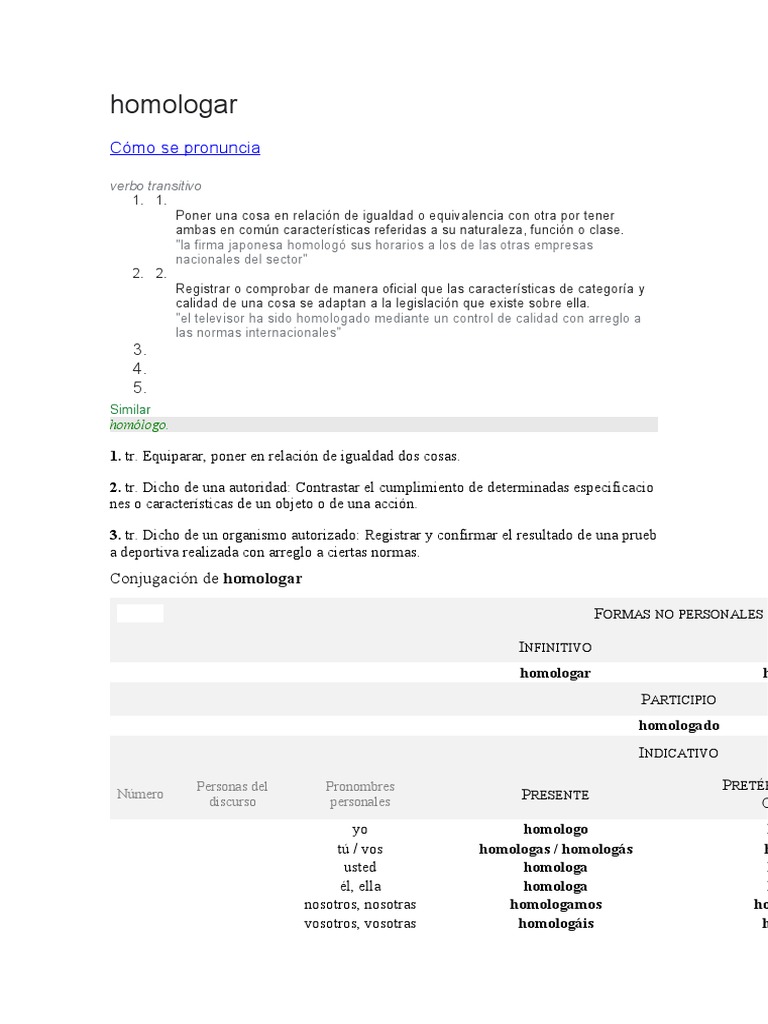Pronunciación y conjugación de 