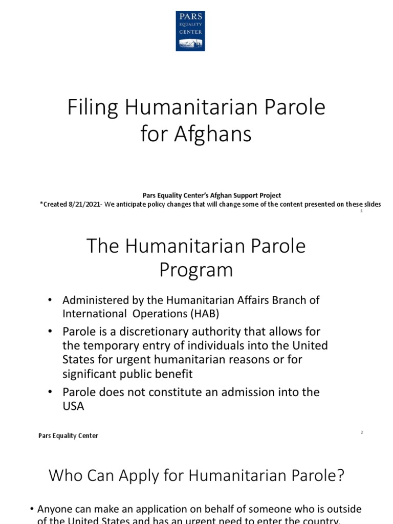 Humanitarian Parole Guide for Afghans | PDF | Identity Document ...