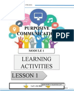 Purposive Communication: Learning Activities Lesson 1