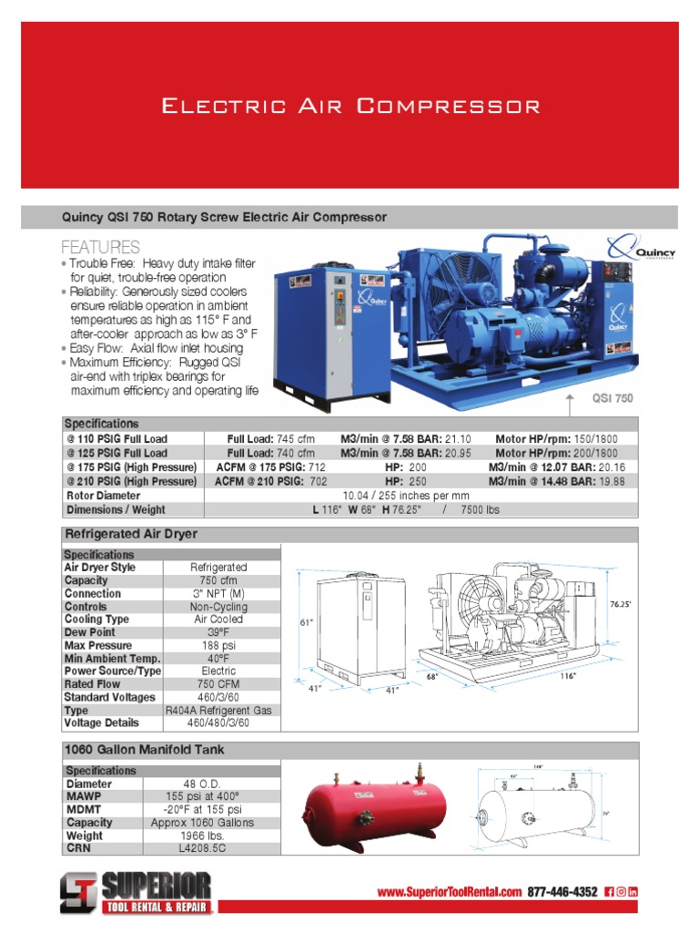 Quincy QSI 750 Electric Air Compressor PDF