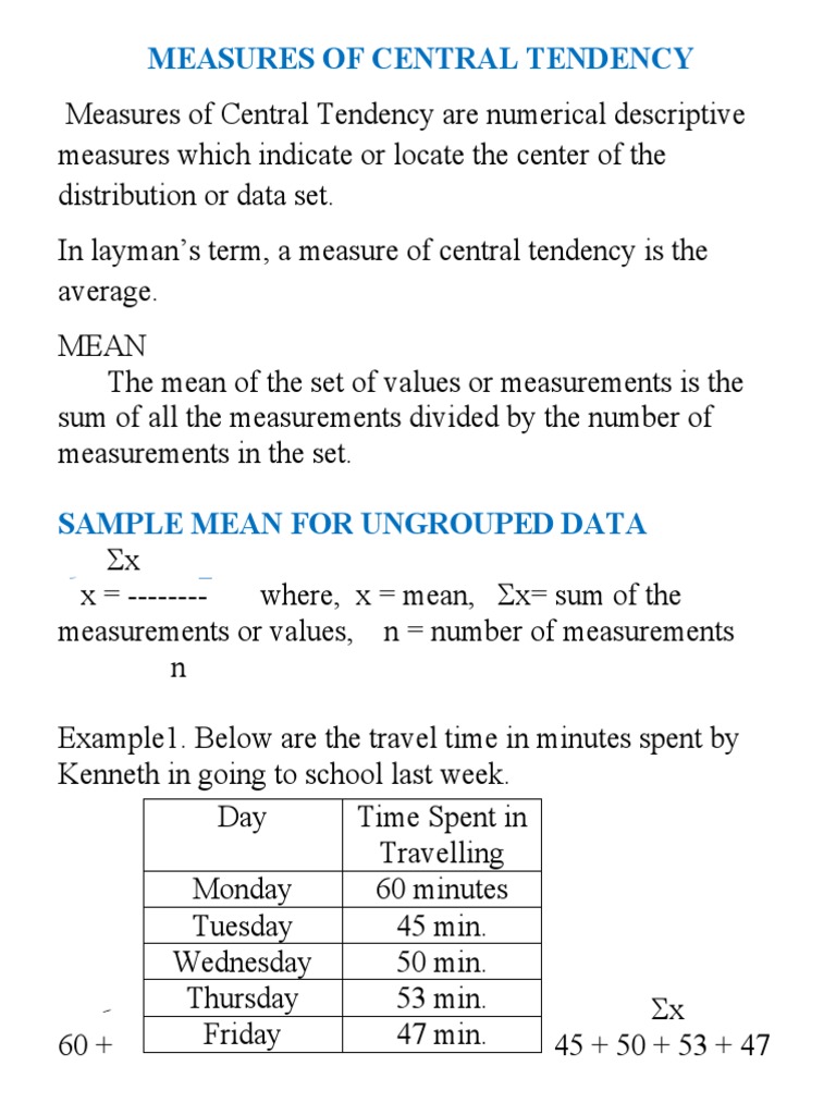 Understanding Central Tendency Measures | PDF | Mode (Statistics) | Median