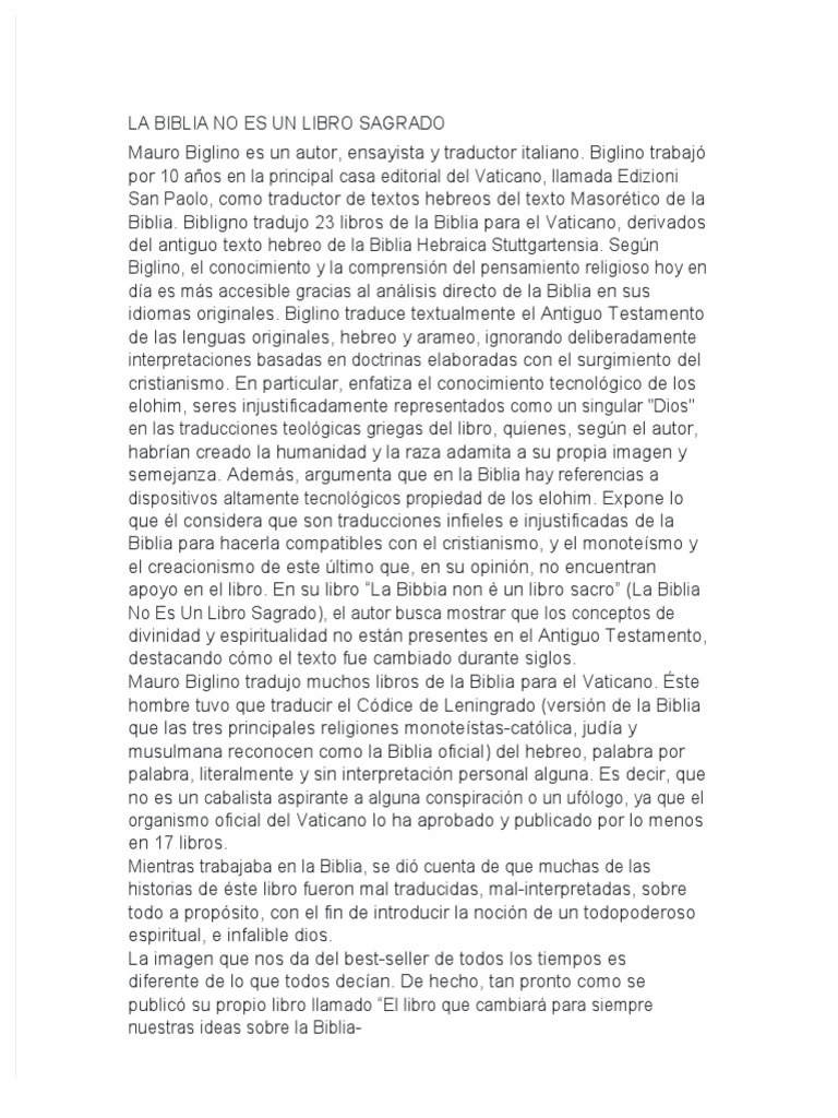 La Biblia No Es Un Libro Sagrado | PDF | Biblia | Traducciones