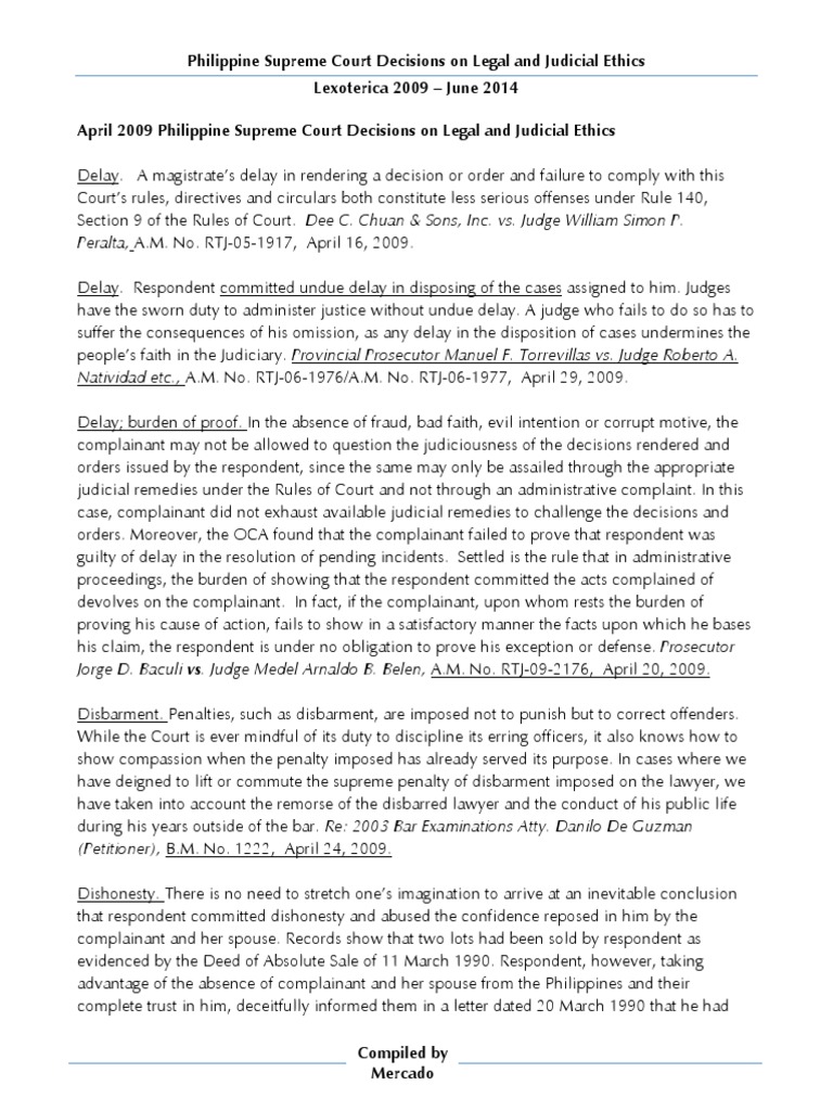 Legal Ethics Philippine Supreme Court Decisions PDF Lawyer