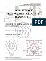 Gec 6: Science, Technology & Society Handout 1: General Concepts and Sts Historical Developments