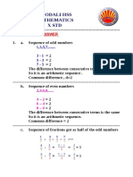 Koodali Hss Mathematics X STD: Worksheet 3 Answer