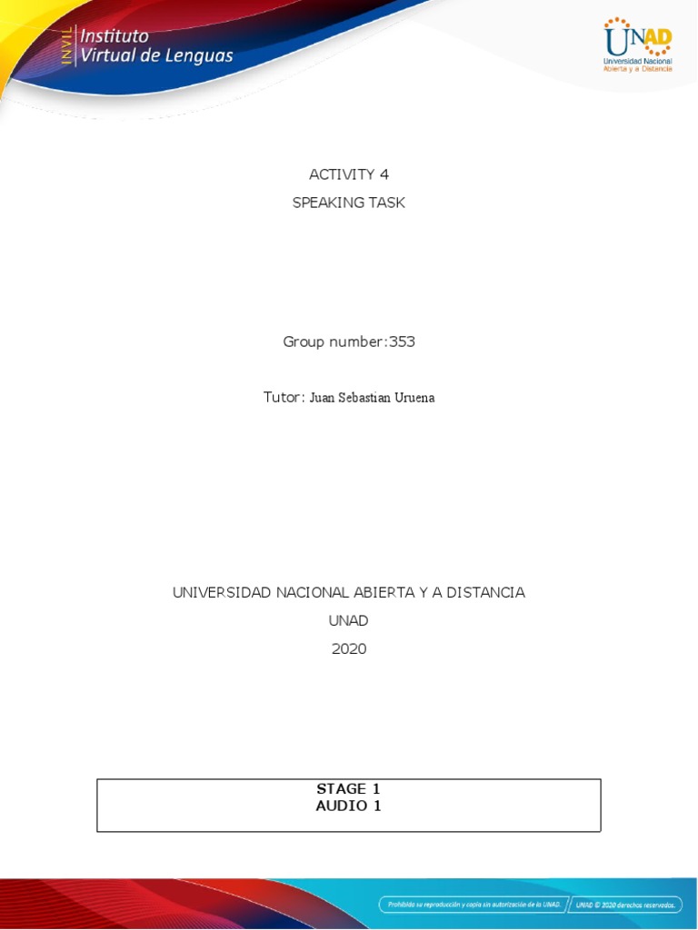 Speakiing Task Template 1604 | PDF