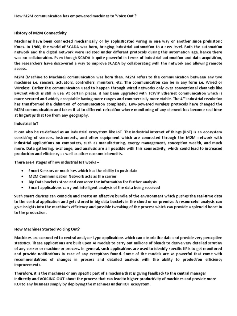 M2M Communication: Empowering Machines | PDF | Internet Of Things ...