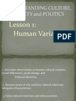 Understanding Culture, Society and Politics: Lesson 1: Human Variation