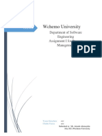 Wchemo University: Department of Software Engineering Assignment I For Process Management