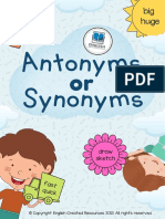 Synonyms And Antonyms Activity Book By English Created Resources