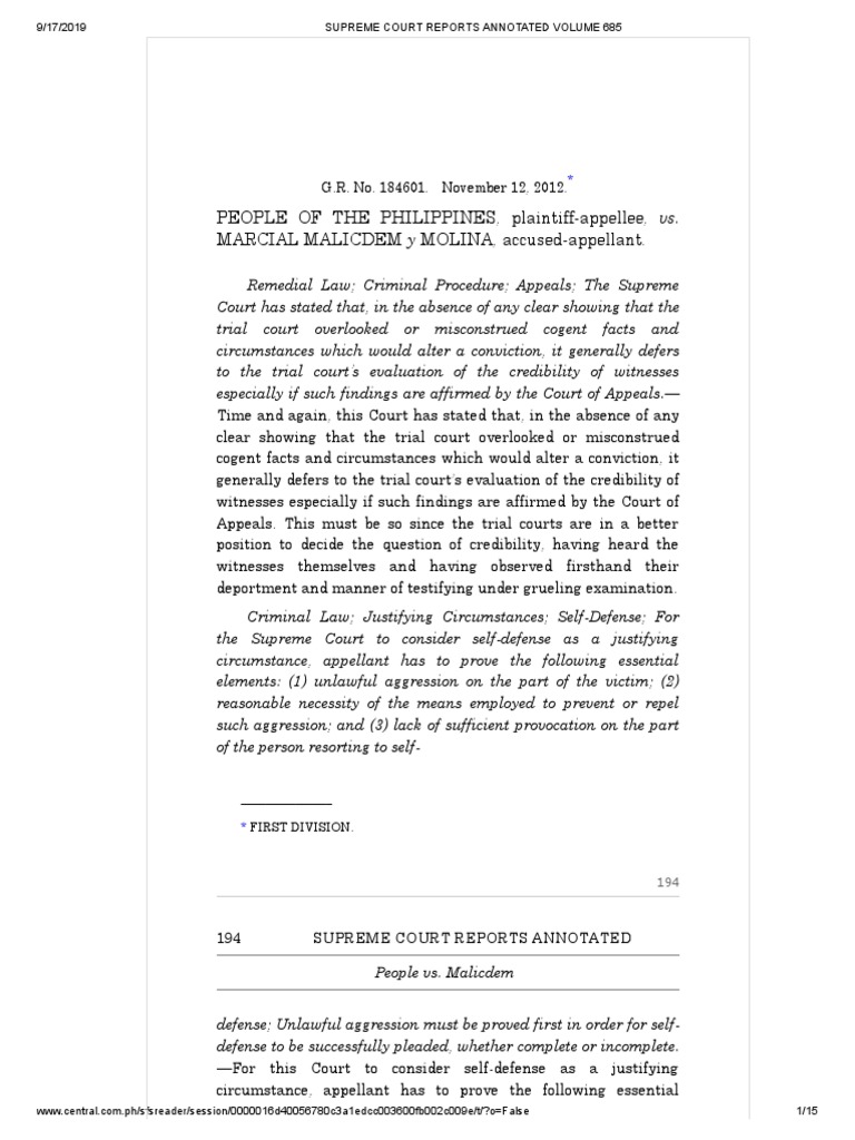 Supreme Court Ruling: People vs. Malicdem | PDF | Burden Of Proof (Law ...