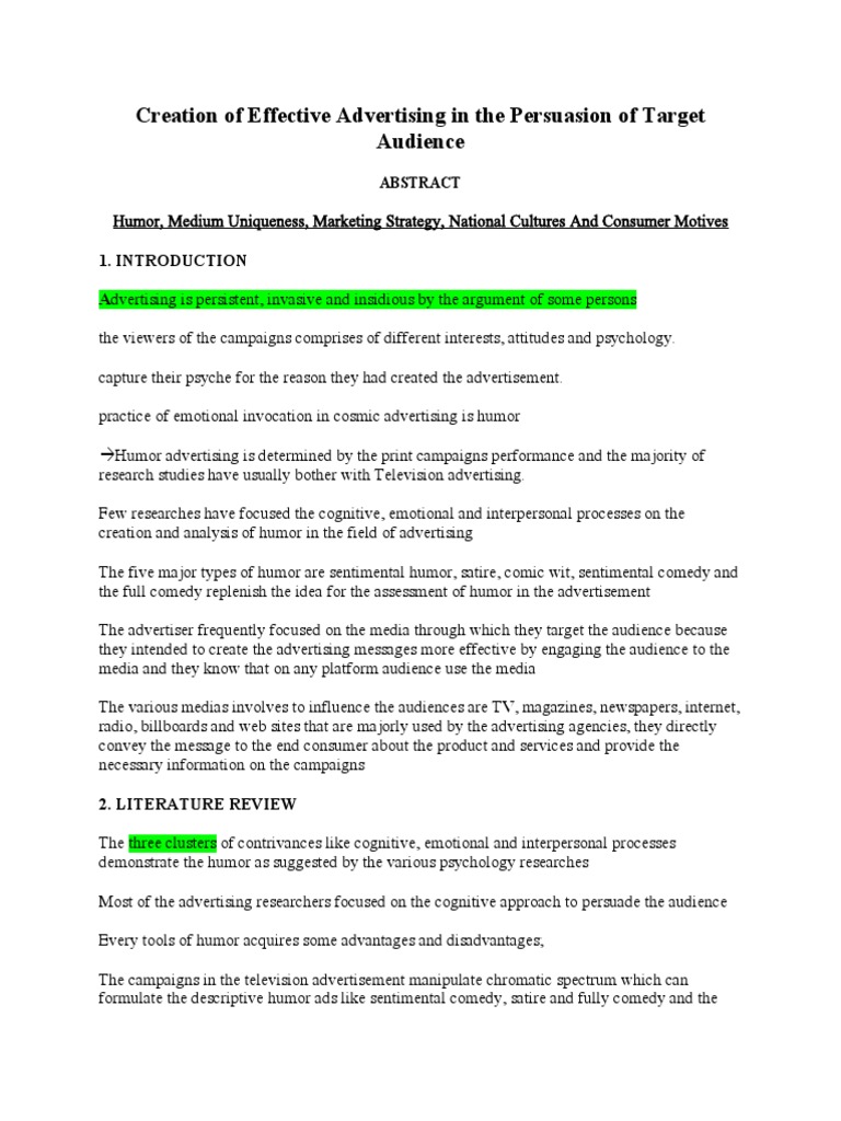 Creation of Effective Advertising | PDF | Advertising | Marketing