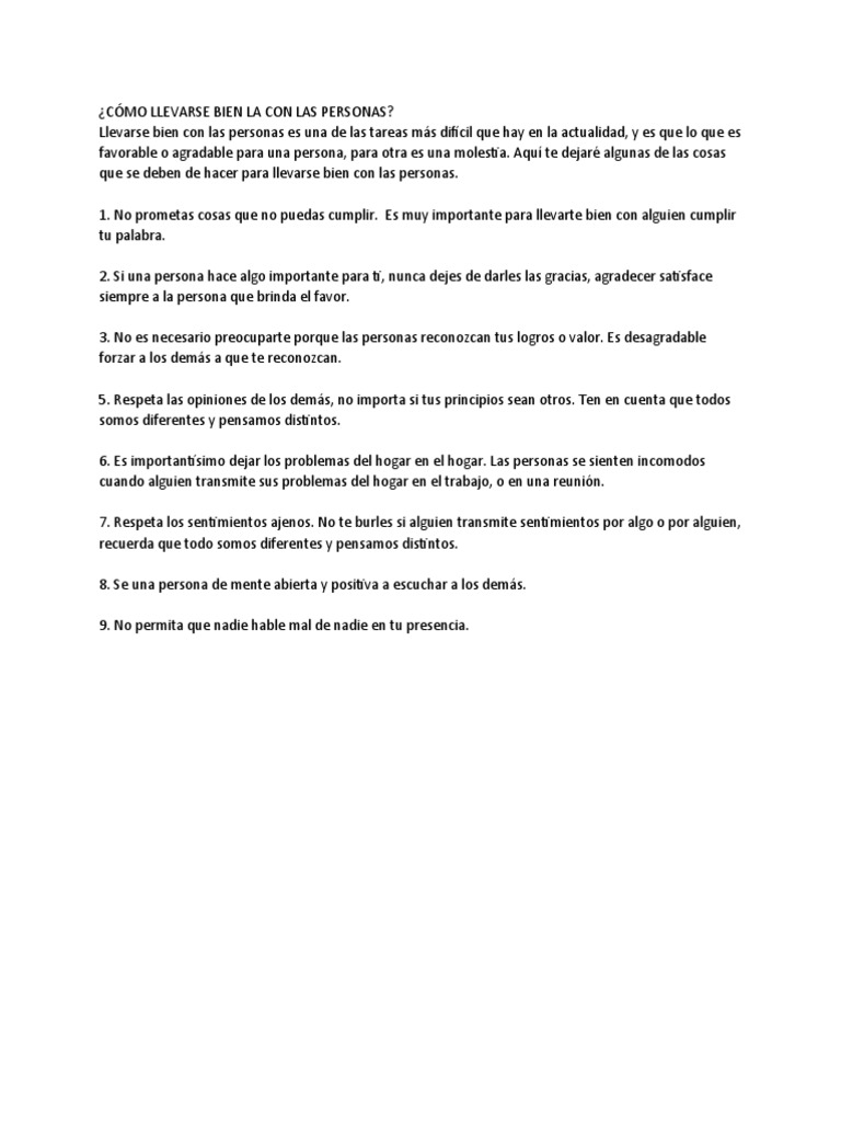 Consejos para llevarse bien con los demás | PDF | Crecimiento personal ...