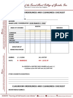 Classroom Orderliness and Cleanliness Checklist