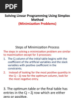 LP Using Simplex Method (Minimization Process)