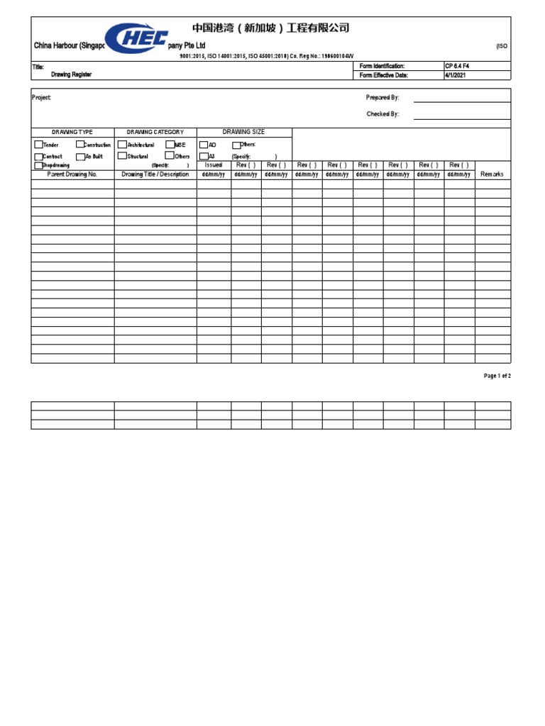 Drawing Register Template | PDF