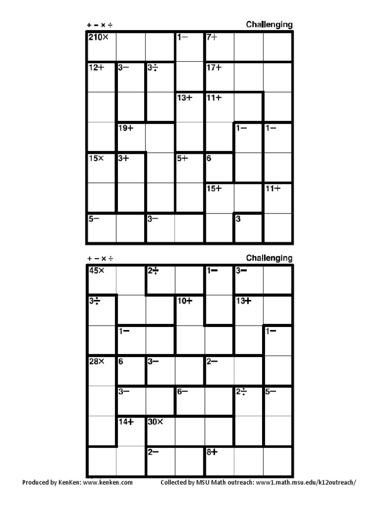KenKen Puzzle Collection for Educators | PDF