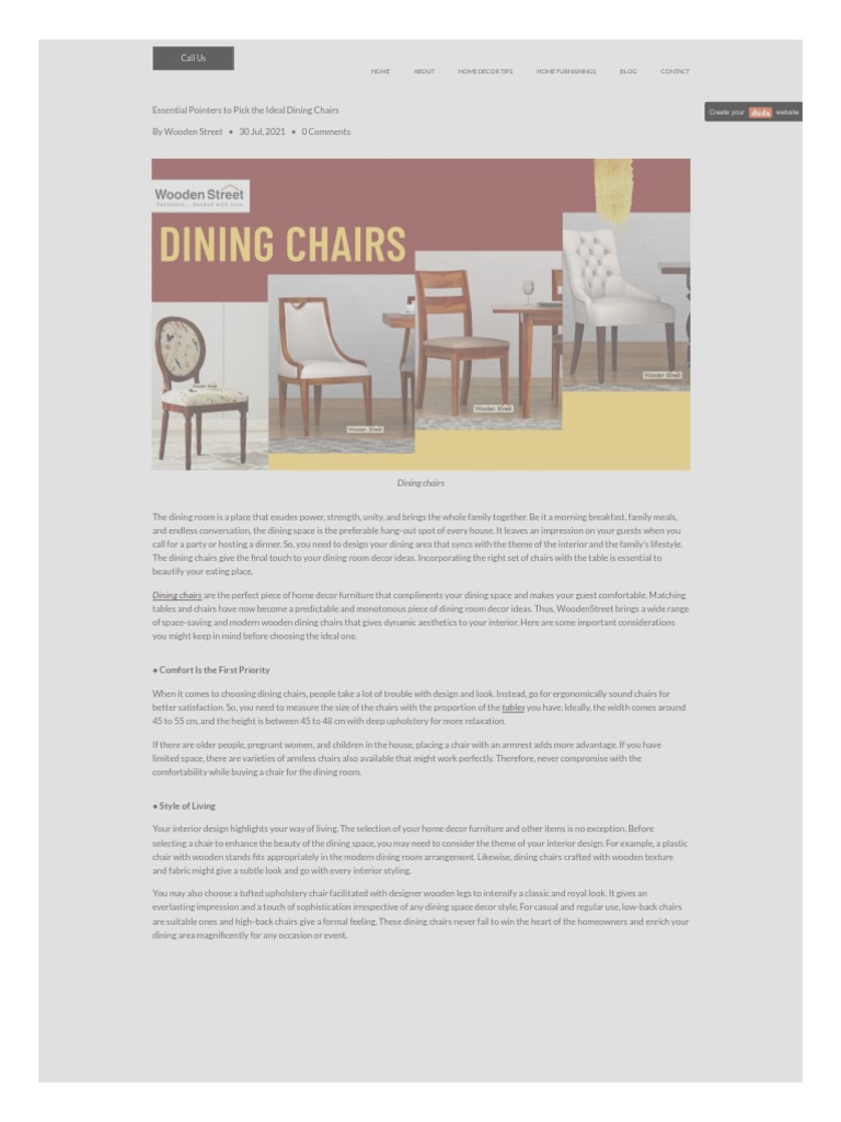 Woodenstreet Dudaone Com Pick The Ideal Dining Chairs PDF Chair