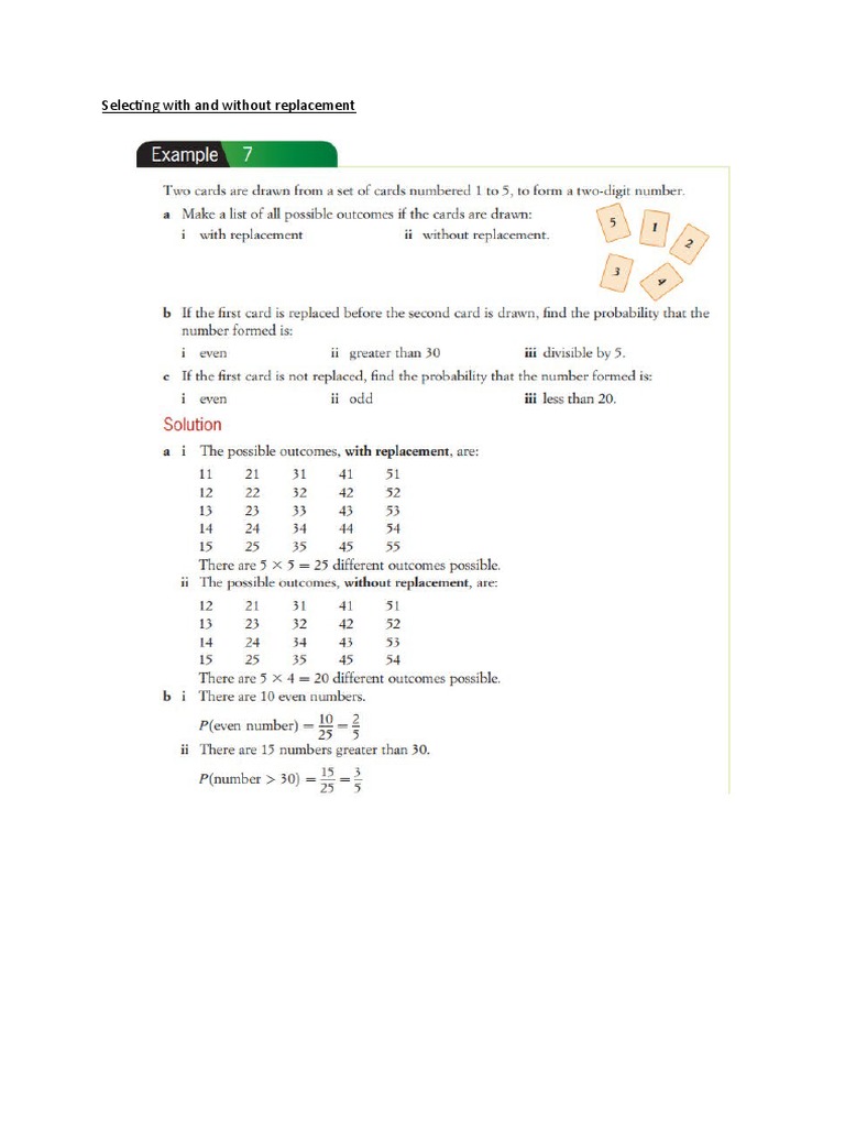 Selecting With and Without Replacement | PDF