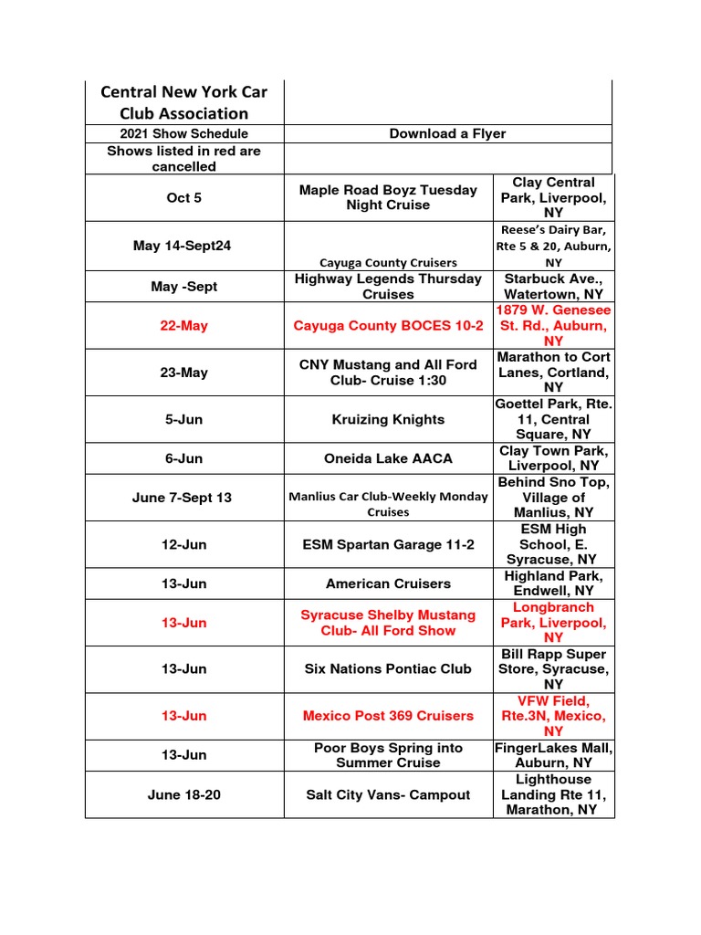 Central New York Car Club Association | PDF | Syracuse | Land Vehicles