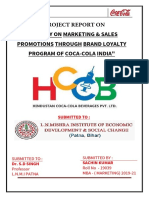A Project Report On " A Study On Marketing & Sales Promotions Through Brand Loyalty Program of Coca-Cola India"