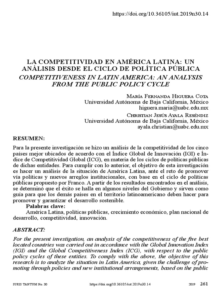 La Competitividad en America Latina Un Analisis Desde El Ciclo de ...