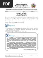 English 8: Department of Education