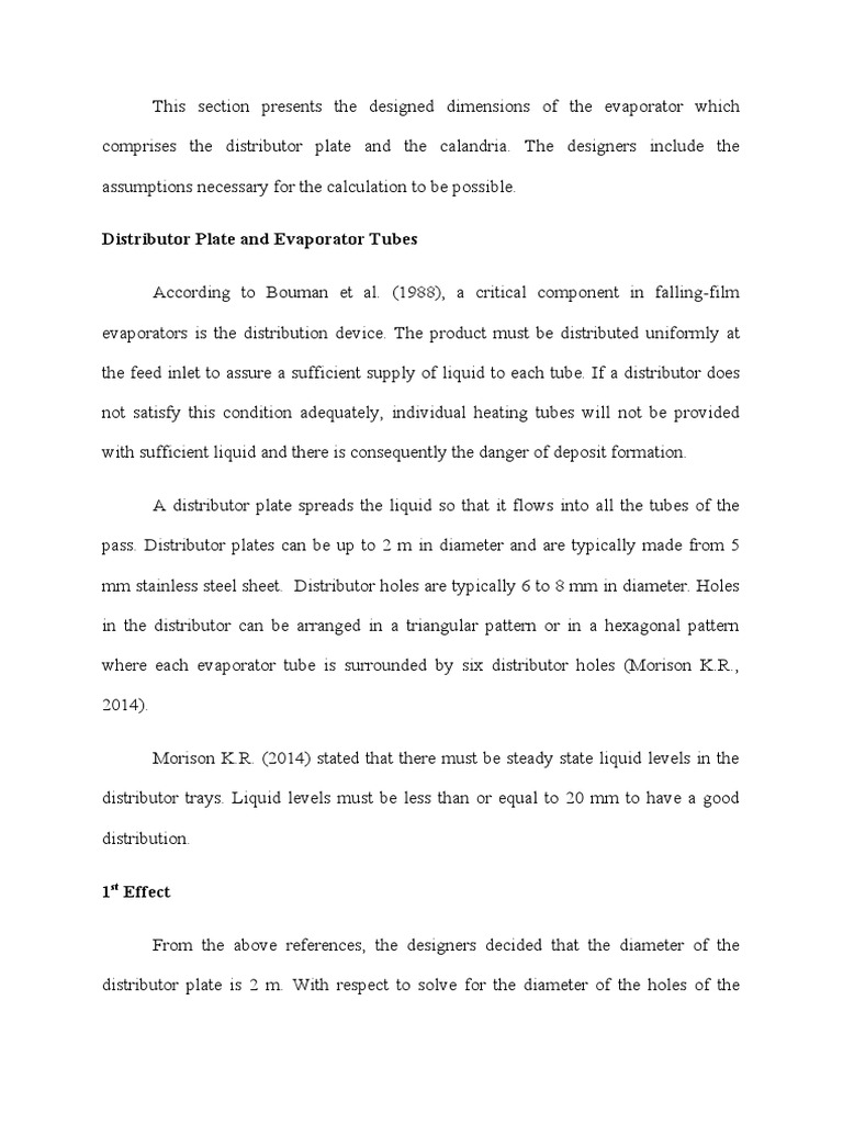Distributor Plate and Evaporator Tubes PDF Volume Liquids