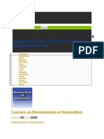 A Ssignment Point - Solution For Best Assignment Paper: Lecture On Memorandum of Association