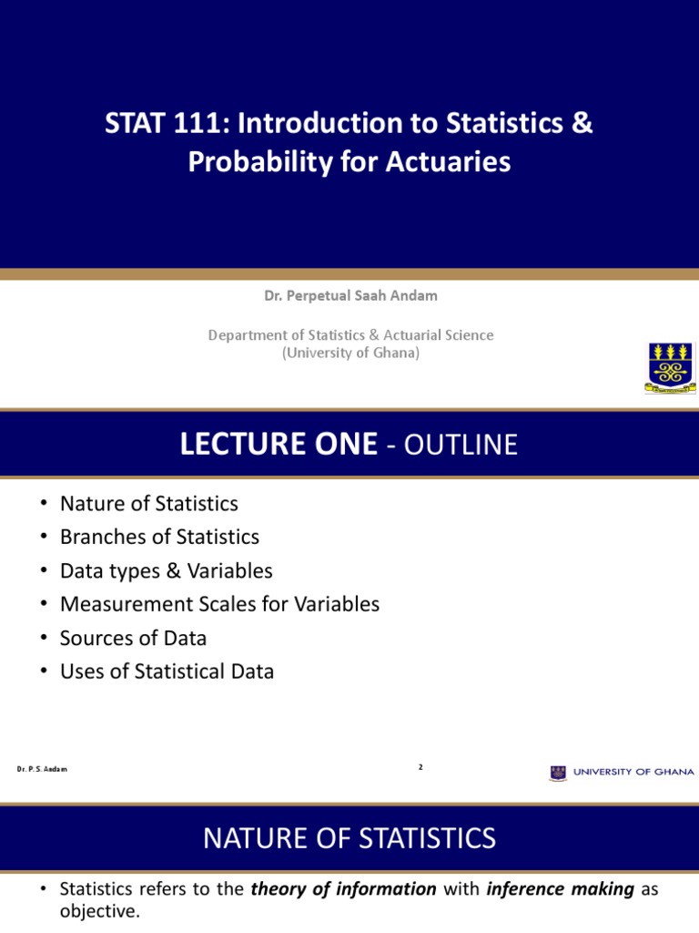 STAT 111: Introduction To Statistics & Probability For Actuaries ...