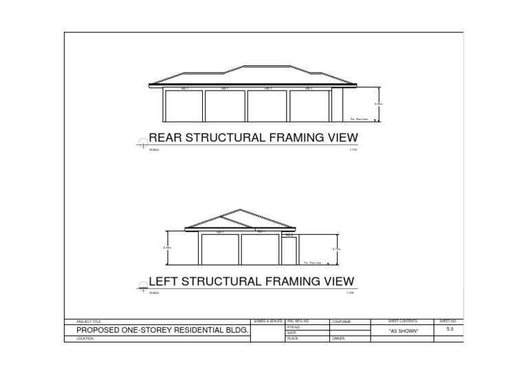 Rear Structural Framing View: Proposed One-Storey Residential BLDG | PDF
