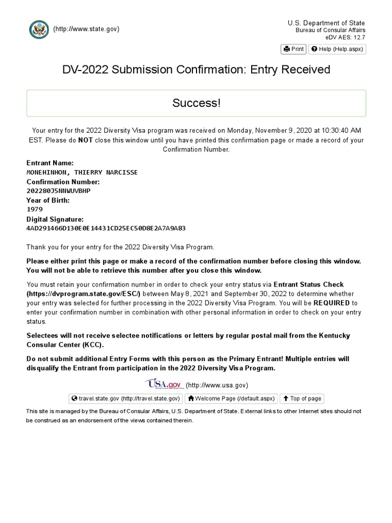 Electronic Diversity Visa Program - Final - 09112020 - 1531 | PDF