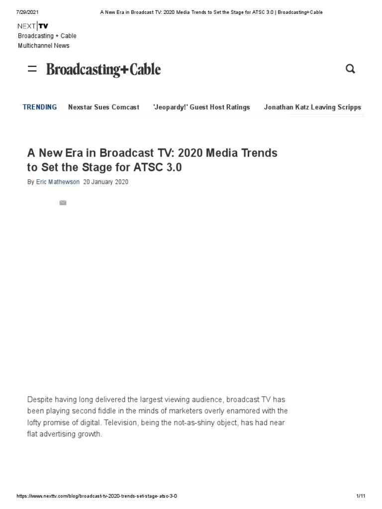 A New Era in Broadcast TV 2020 Media Trends To Set The Stage For ATSC
