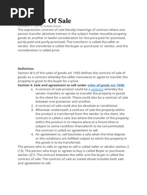 Contract Of Sale
