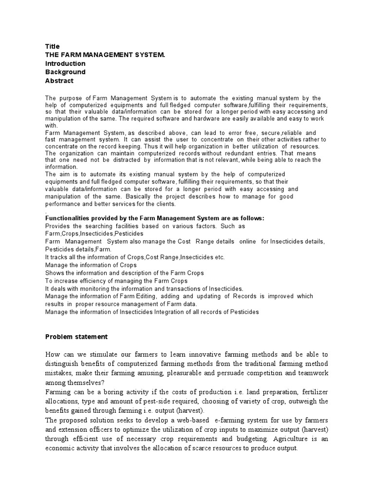 Farm Management System-Esther | PDF | Agriculture | Intensive Farming