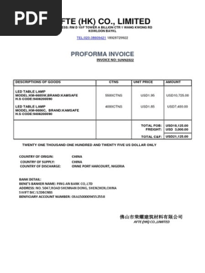 PROFORMA INVOICE