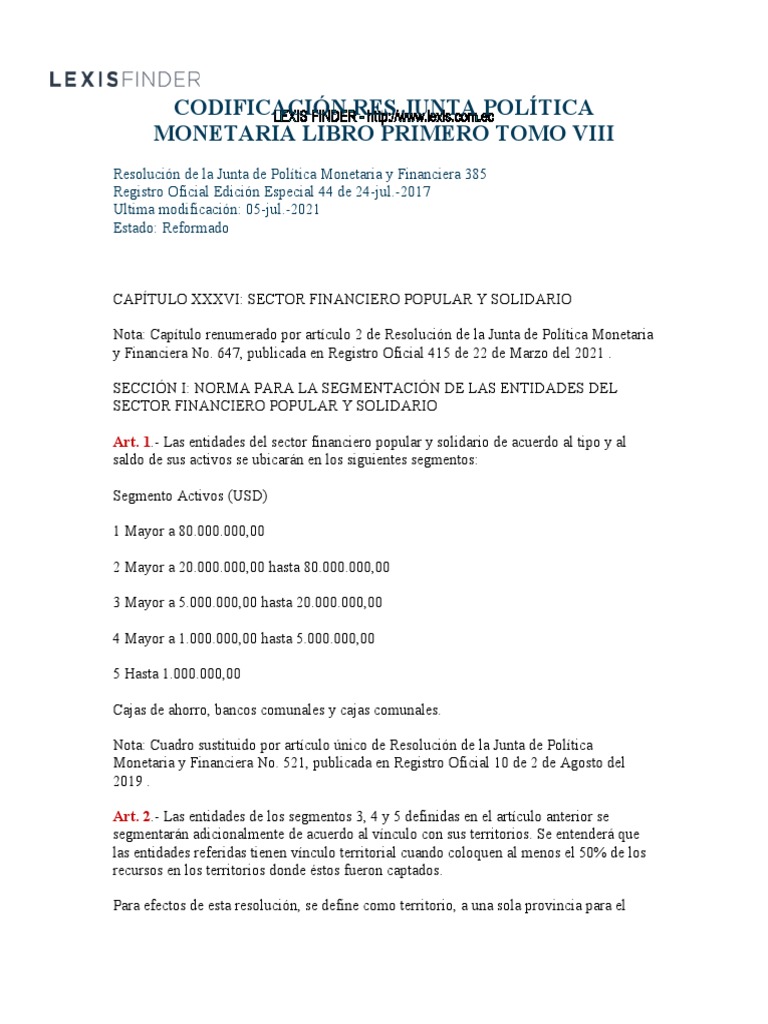 Segmentación del Sector Financiero Solidario | PDF | Cooperativa | Pagos