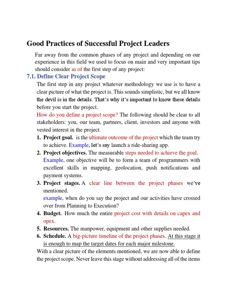 Good Practices of Successful Project Leaders | PDF | Project Management ...