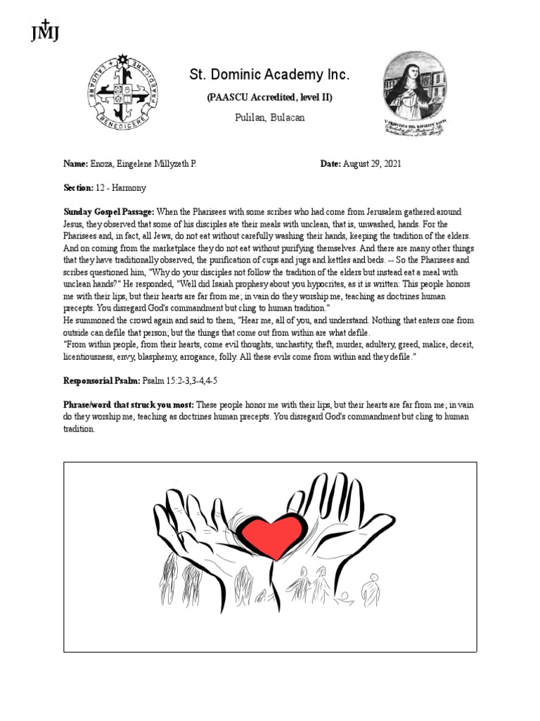 Mass Reflection PDF Pharisees Ten Commandments