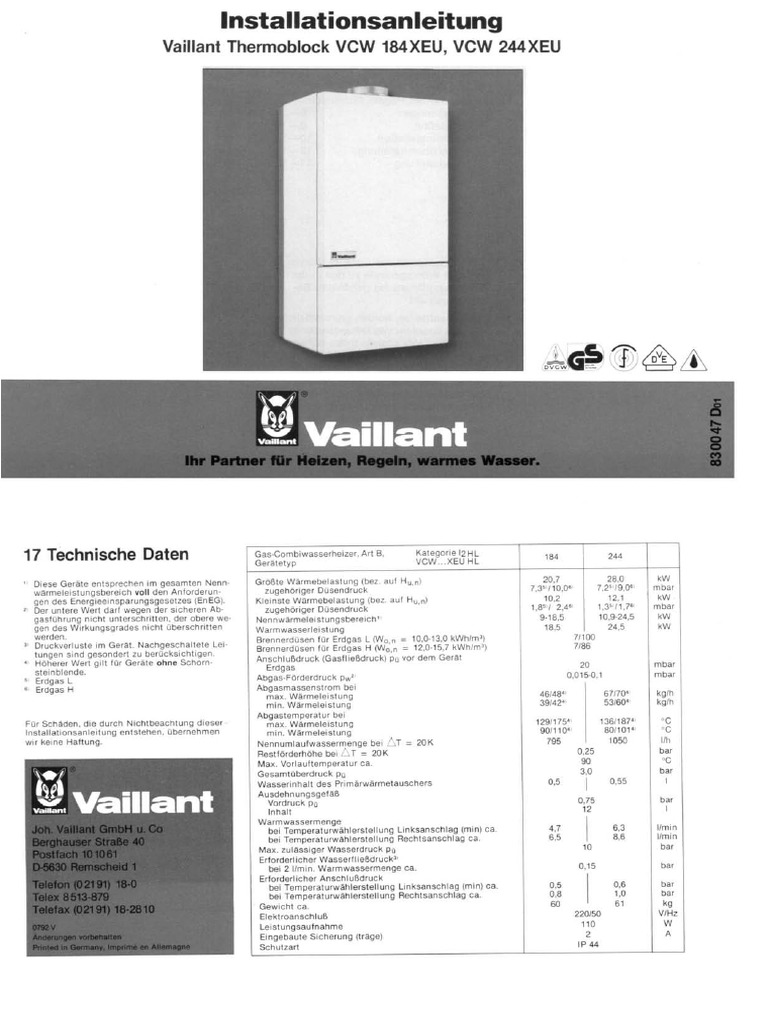 Installationsanleitung Vaillant Thermoblock | PDF