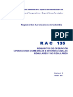 RAC  135 - Requisitos de Operación - Operación Nacionales e Internacionales Regulares y no Regulares
